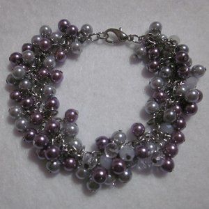 Purple & Light Gray Beaded Bracelet